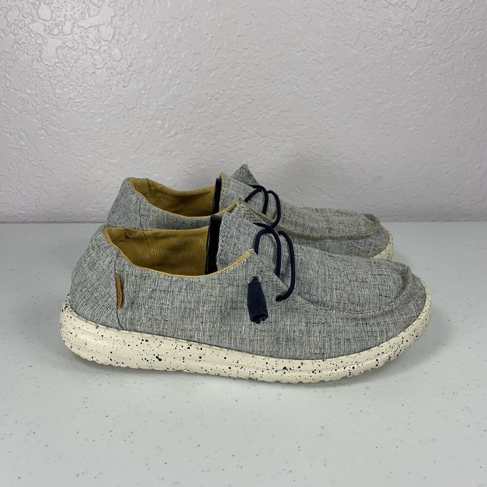 Hey Dude Wendy Sneakers Womens 6 Chambray White Blue Gray
